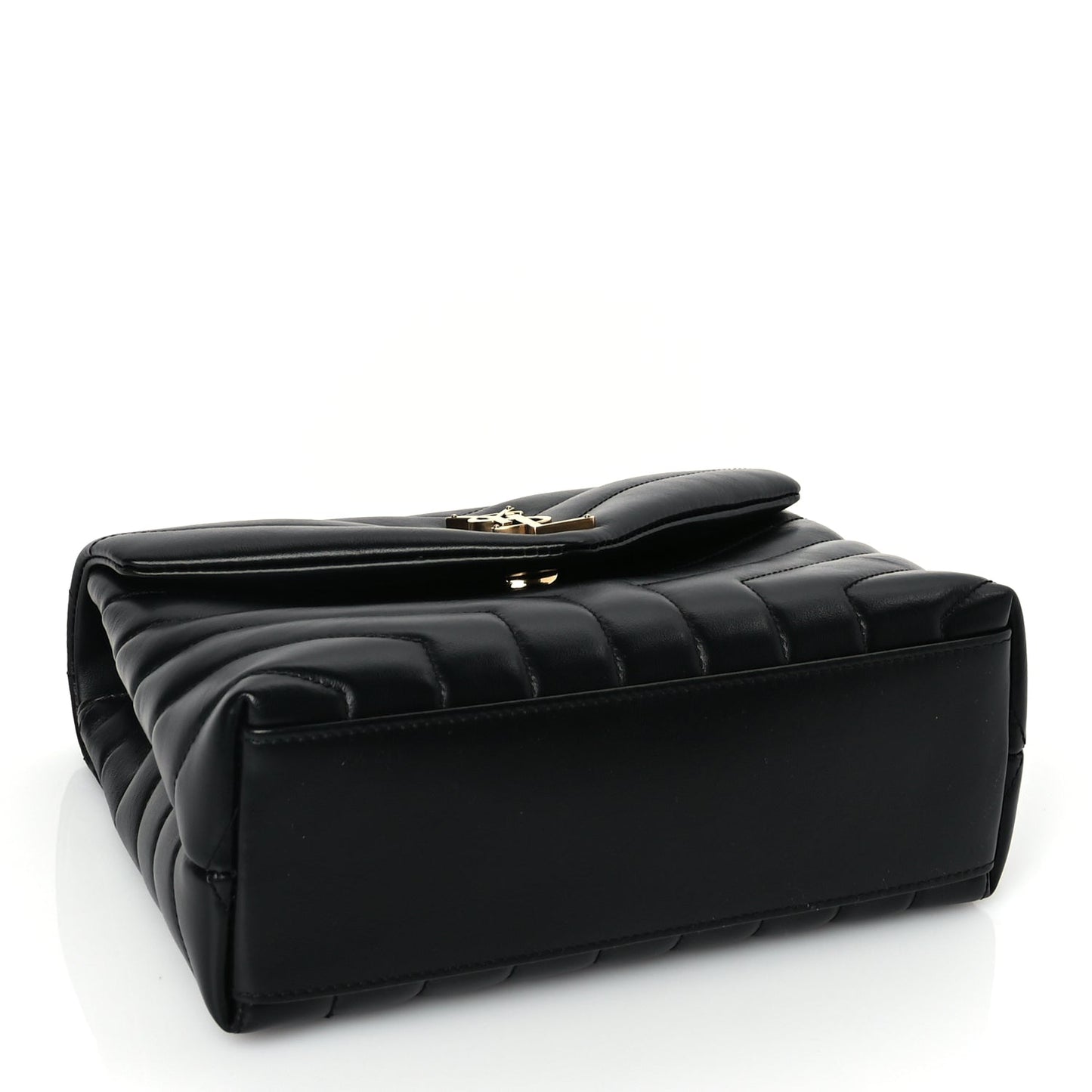 Saint Laurent Calfskin Y Quilted Monogram Small Loulou Chain Satchel Black