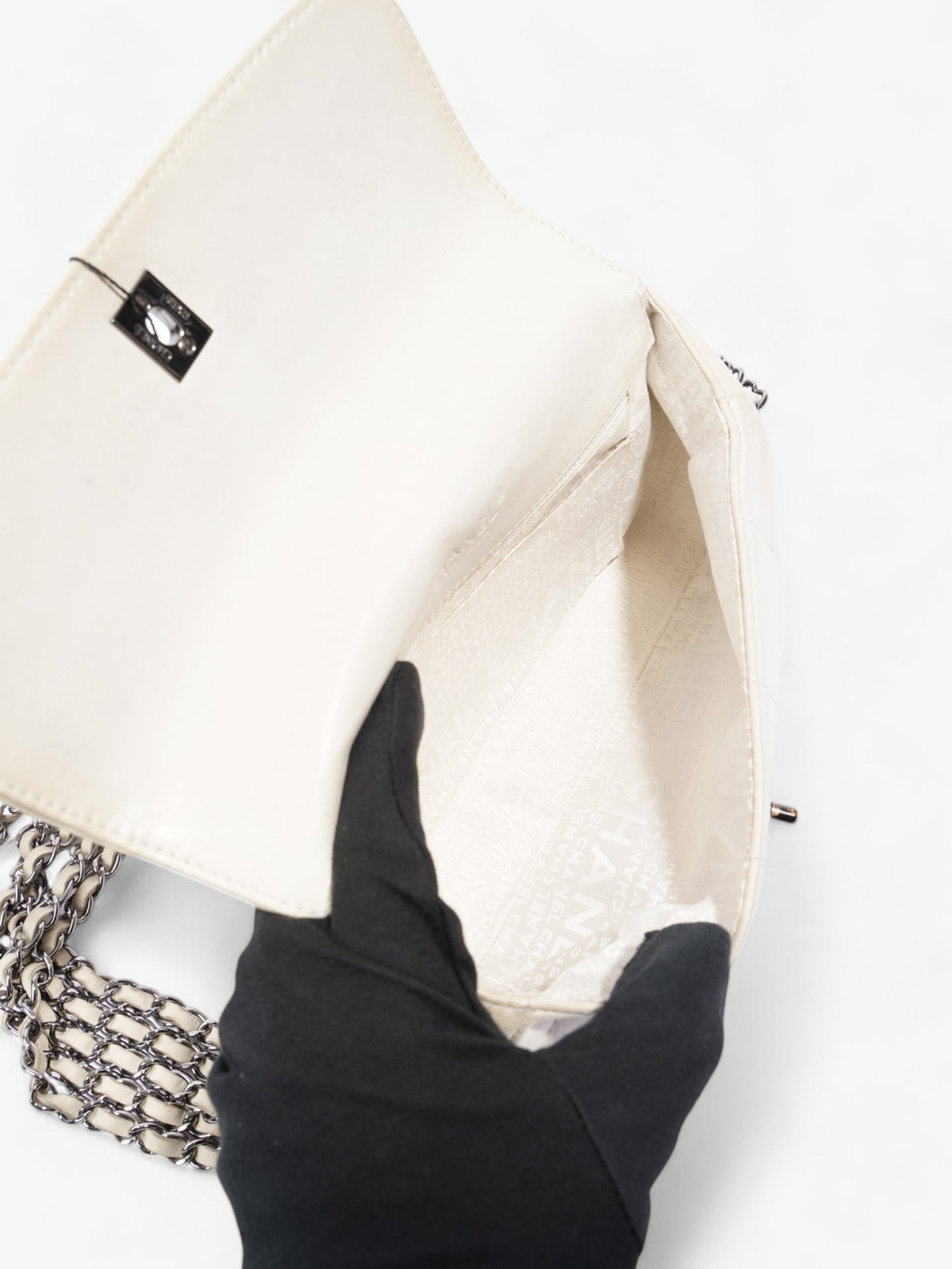 Chanel Chocolate Bar 5 Chain Bag Cream Lambskin Leather