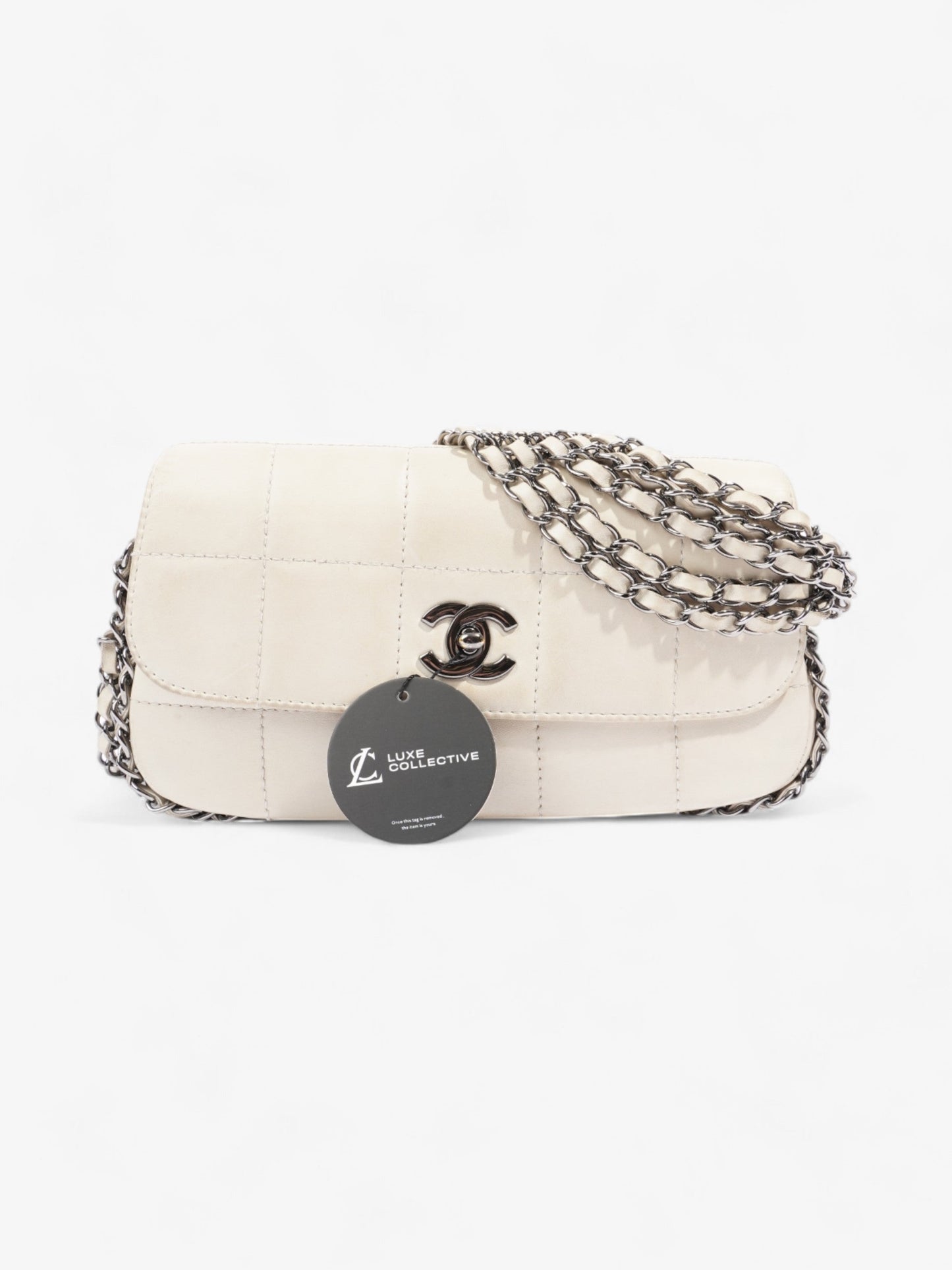 Chanel Chocolate Bar 5 Chain Bag Cream Lambskin Leather