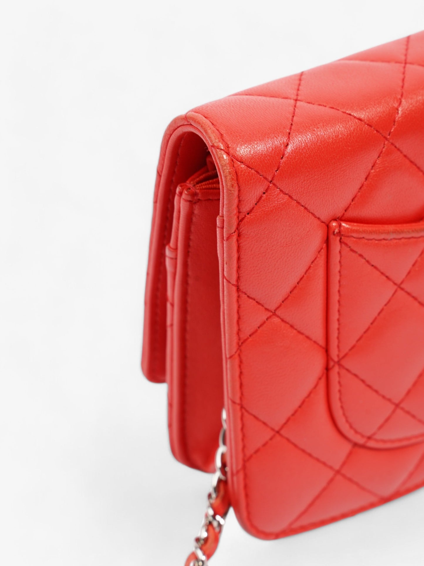 Chanel Wallet On Chain Red Lambskin Leather