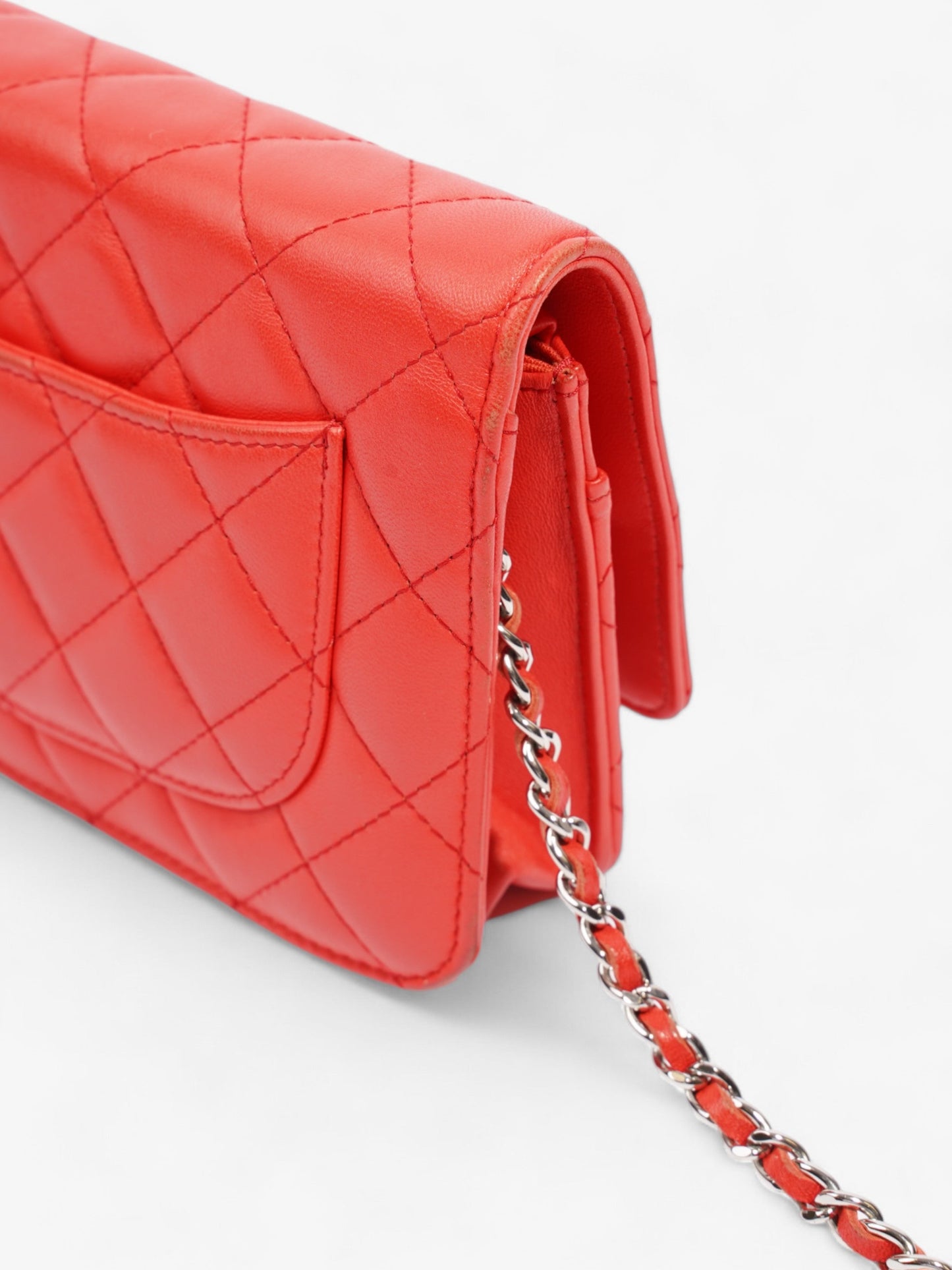 Chanel Wallet On Chain Red Lambskin Leather