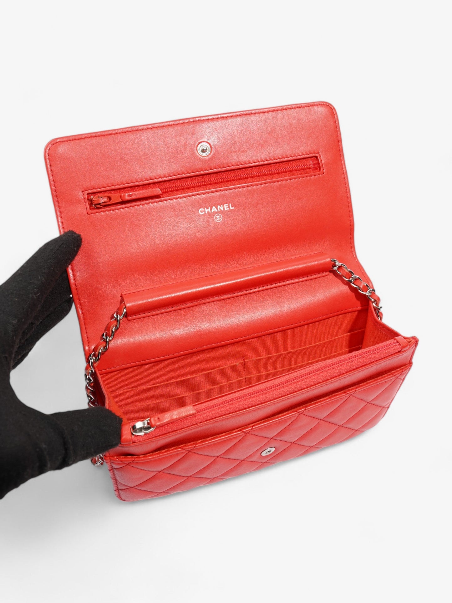 Chanel Wallet On Chain Red Lambskin Leather