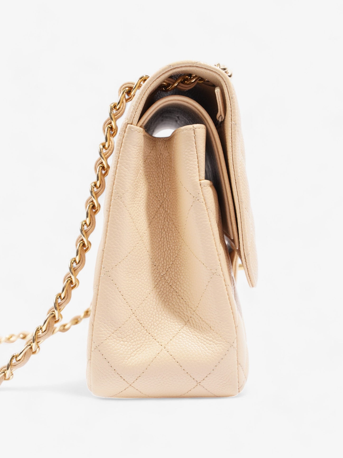 Chanel Classic Flap Beige Caviar Leather Jumbo