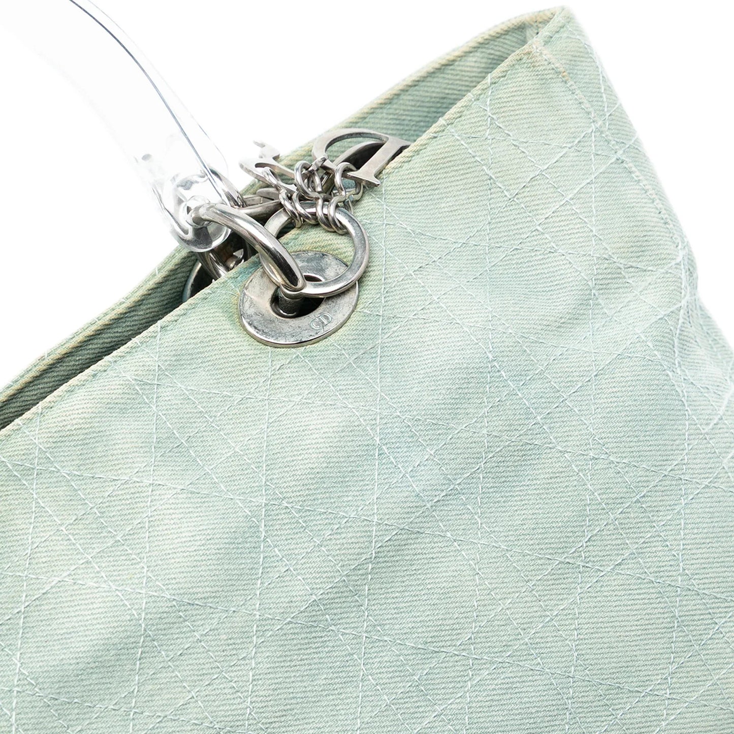 Blue Dior Large Denim Cannage Acrylic Handles Lady Dior Satchel