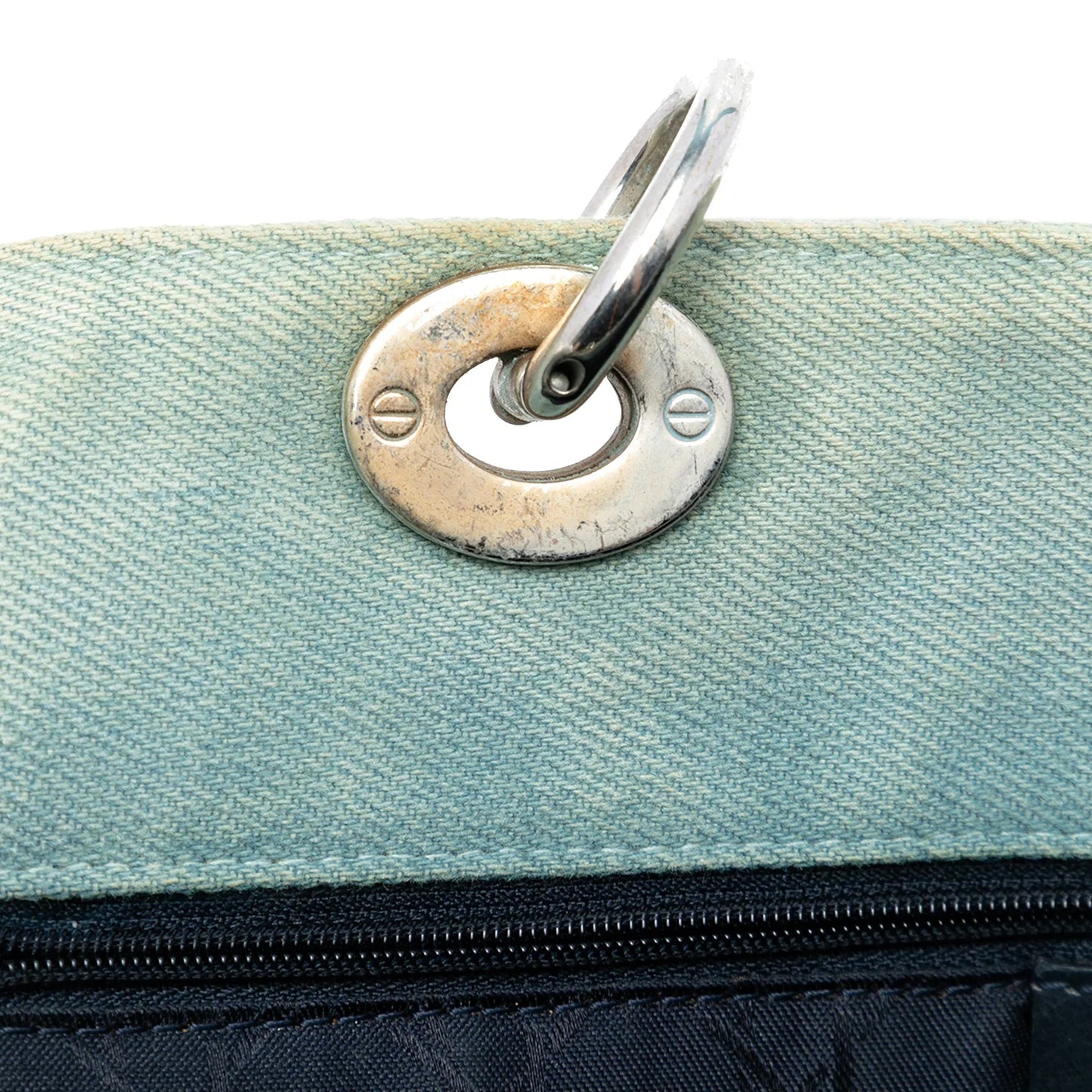 Blue Dior Large Denim Cannage Acrylic Handles Lady Dior Satchel