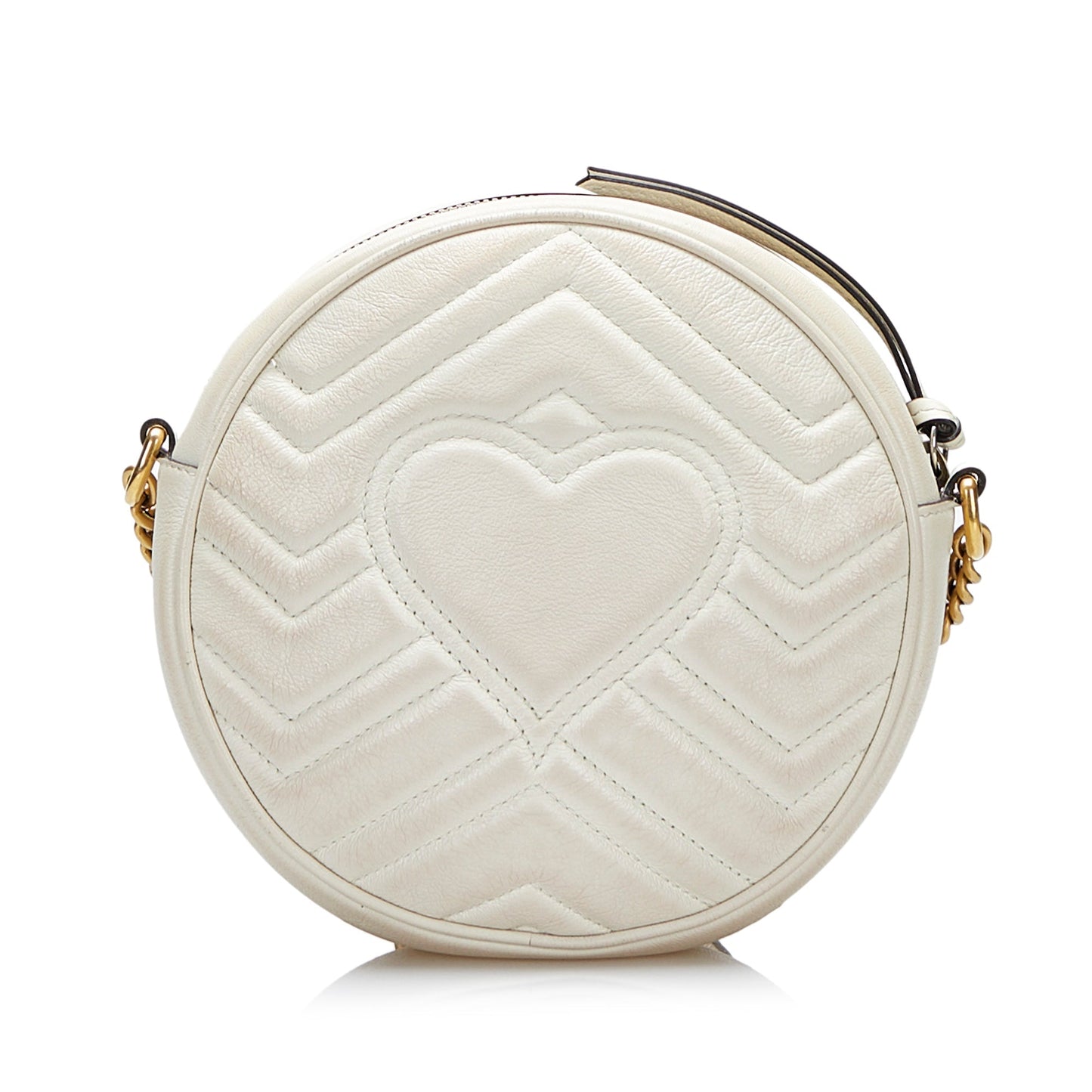 Gucci GG Marmont White Quilted Chain Crossbody