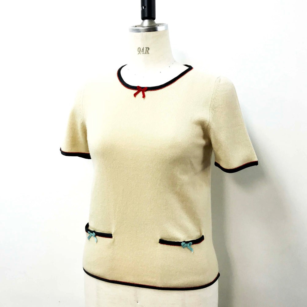 GUCCI Short sleeve T-shirt 501400 cashmere beige ribbon Women XS