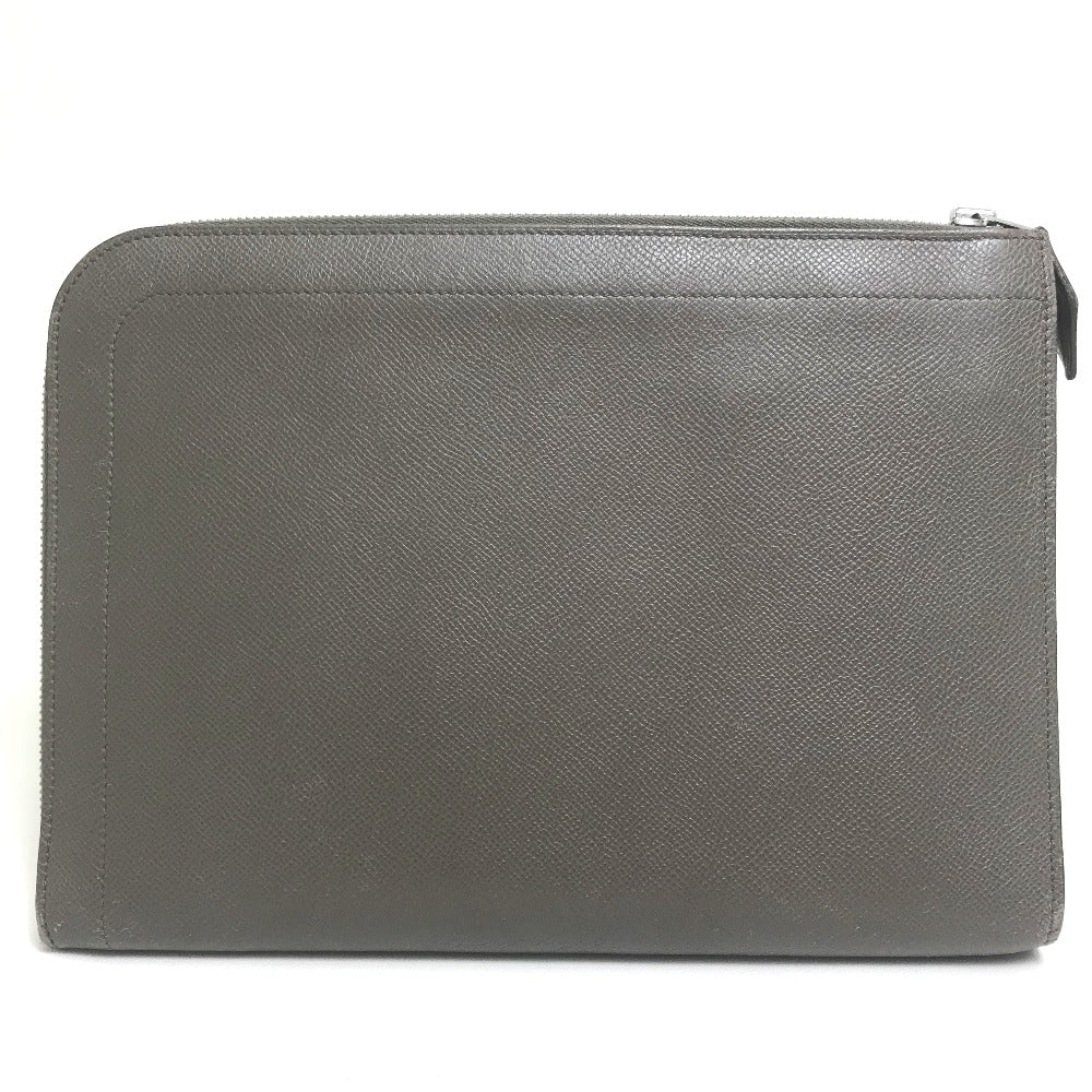 HERMES Clutch bag Epsom Gray type L-shaped fastener Zip computer