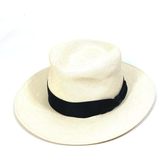 CHANEL hat straw beige CC COCO Mark Grosgrain Ribbon 19V Women M