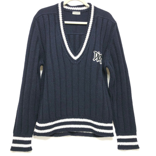 Dior sweater 033M630AT171 wool Navy x white logo Sean Stussy mens XXL