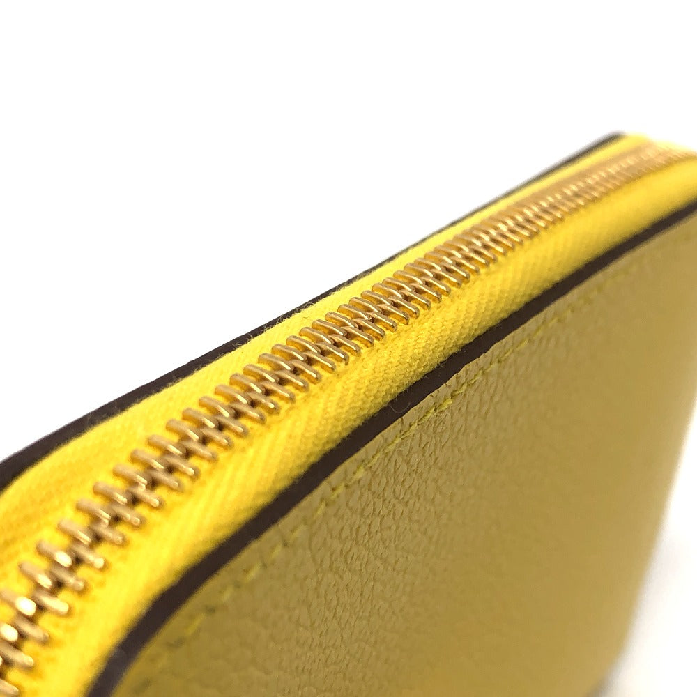 HERMES Card Case Evercolor yellow Chene Dunkle Zip Angor