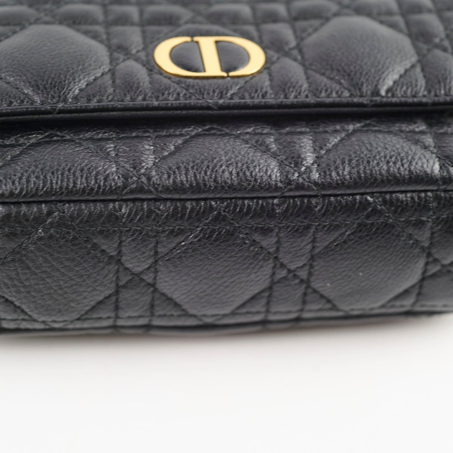 Christian Dior Caro Pouch With Chain & Strap Black