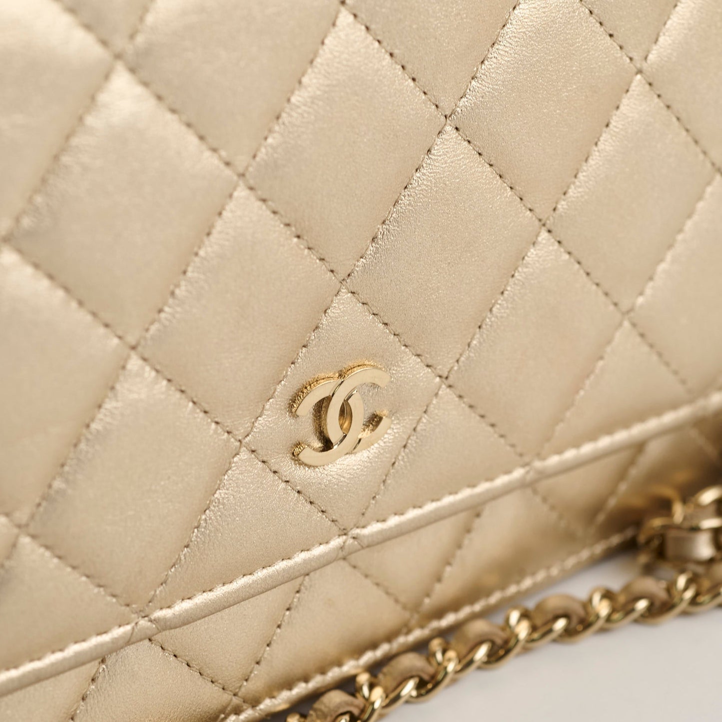 Chanel Metallic Wallet On Chain Gold