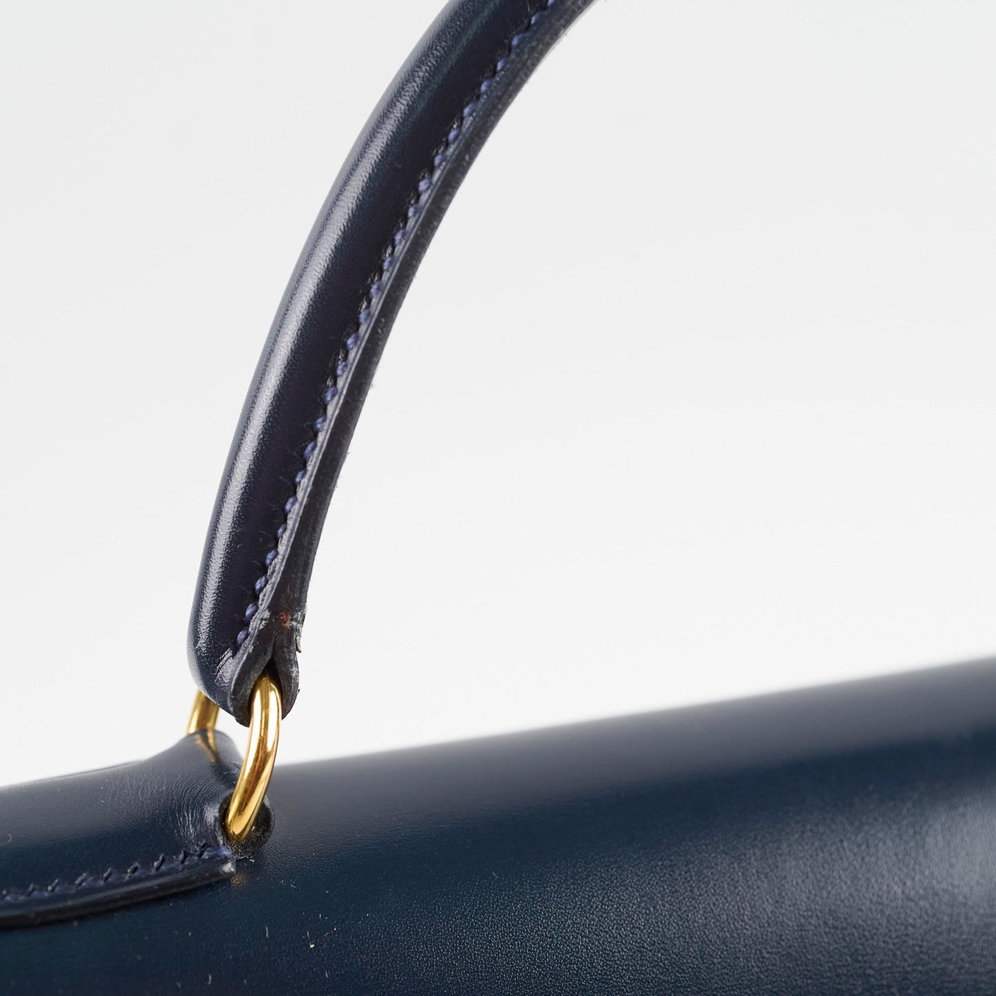 Hermes Kelly 28 Blue Indigo Box Circle X Stamp