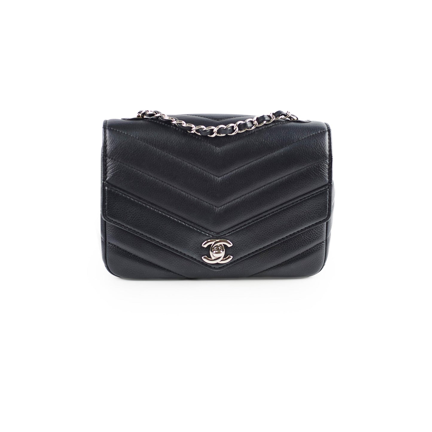 Chanel Caviar Chevron Crossbody Bag Black Series 23