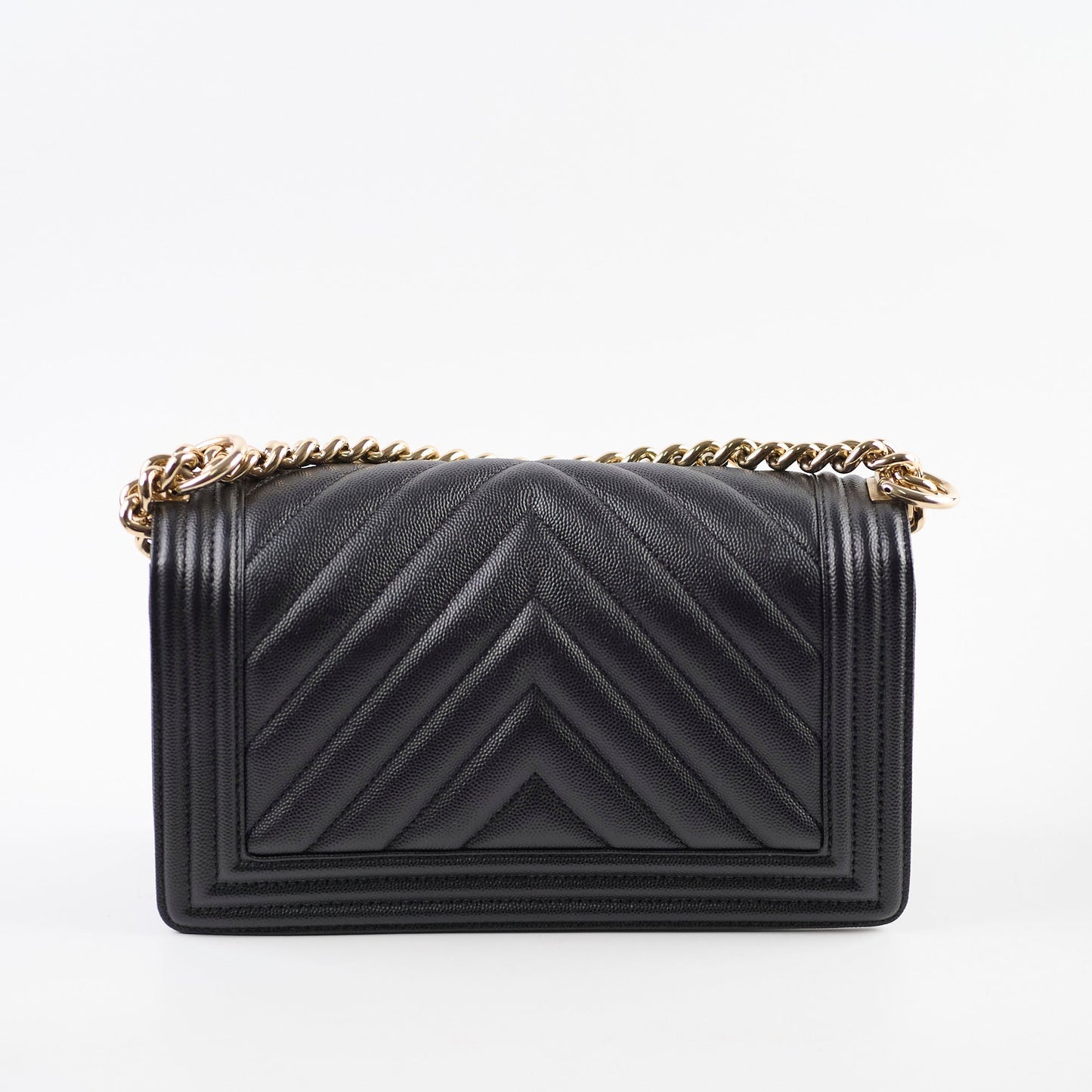 Chanel Boy Old Medium Chevron Caviar Black