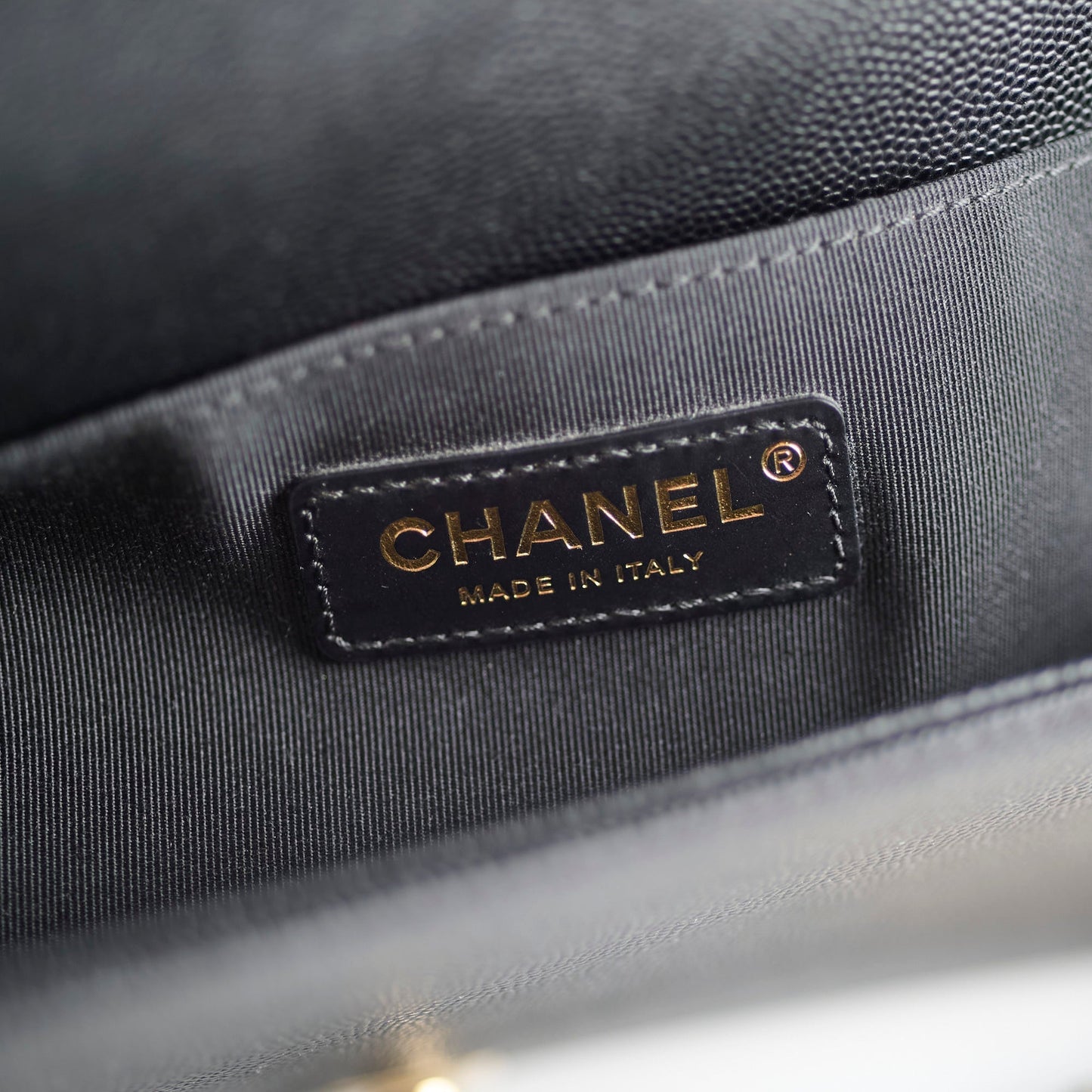 Chanel Boy Old Medium Chevron Caviar Black