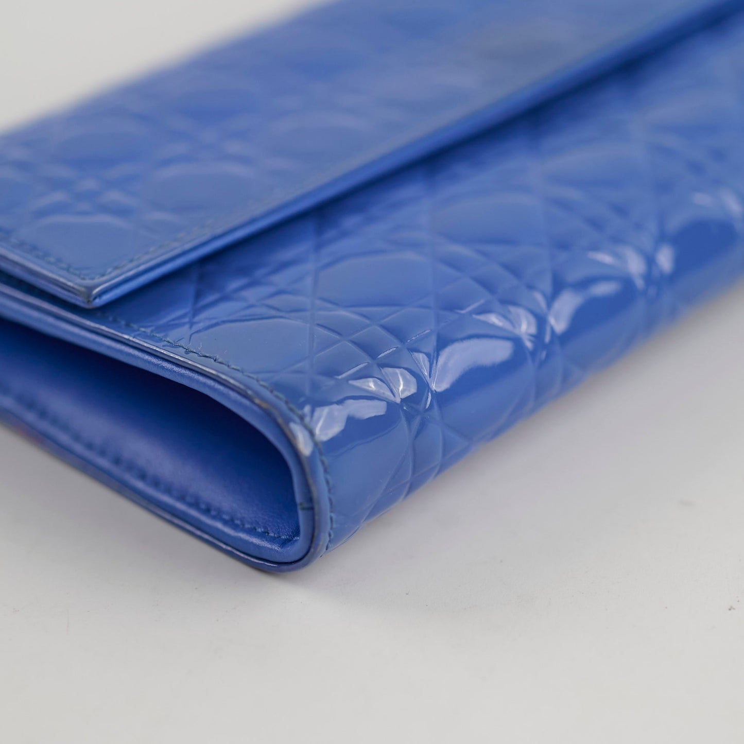 Christian Dior Wallet on Chain WOC Blue Patent