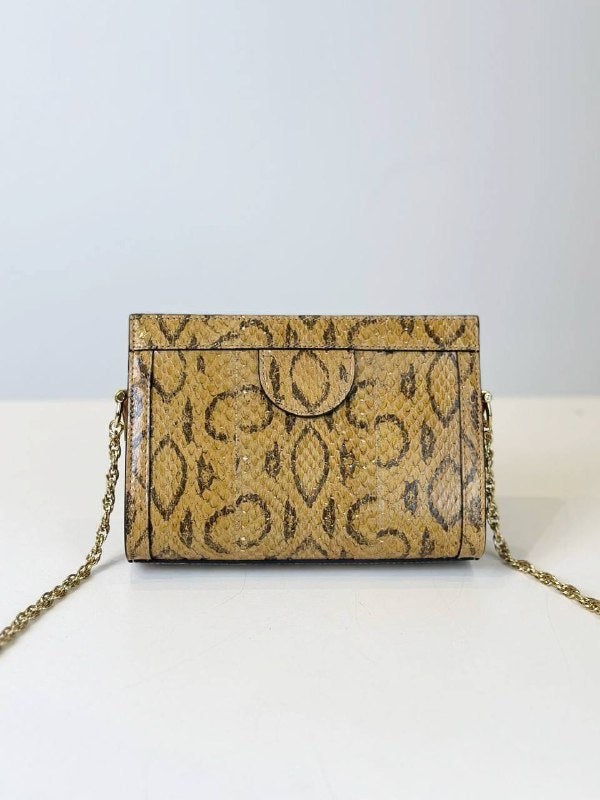 GUCCI OPHIDIA SNAKE PYTHON GOLD CHAIN SHOULDER BAG