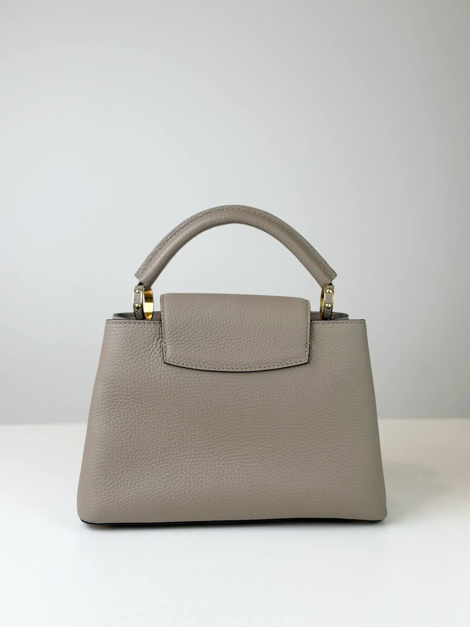 LOUIS VUITTON CAPUCINES BB TAURILLON LEATHER CUIR BEIGE TOP HANDLE BAG WITH STRAP