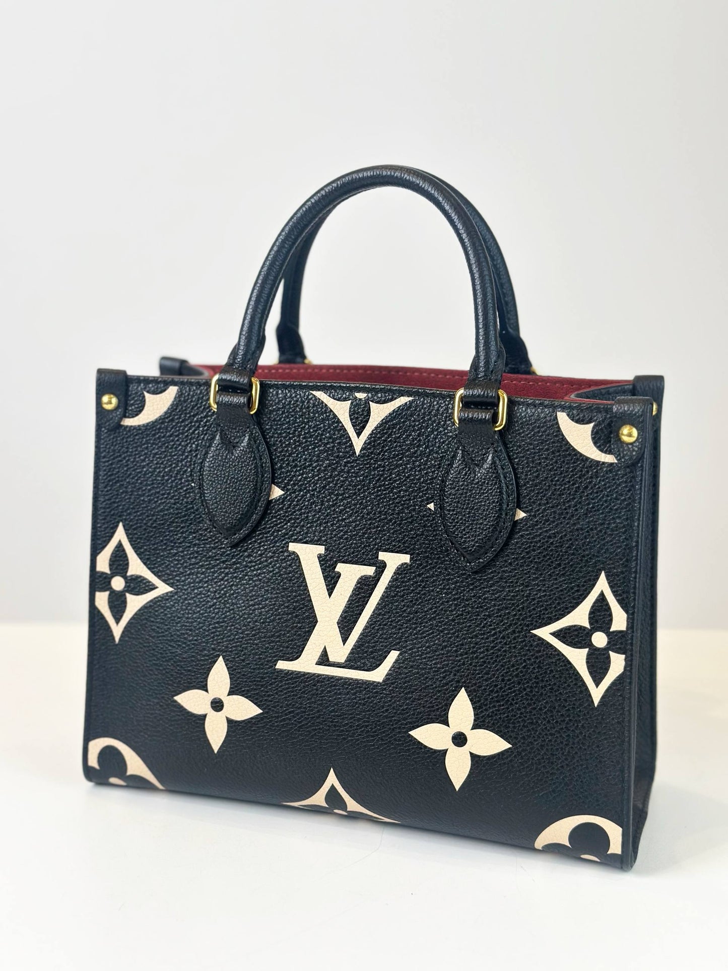 LOUIS VUITTON ON THE GO PM BICOLOUR MONOGRAM EMPREINTE LEATHER TOTE BAG