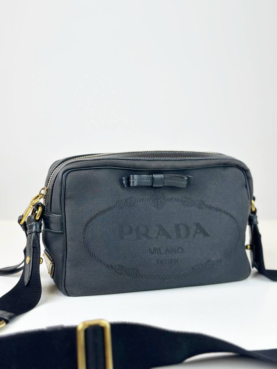 PRADA NYLON BLACK CAMERA CROSSBODY BAG