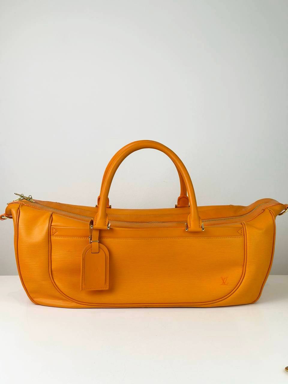 LOUIS VUITTON DHANURA EPI LEATHER ORANGE GM SHOULDER BAG WITH YOGA MAT