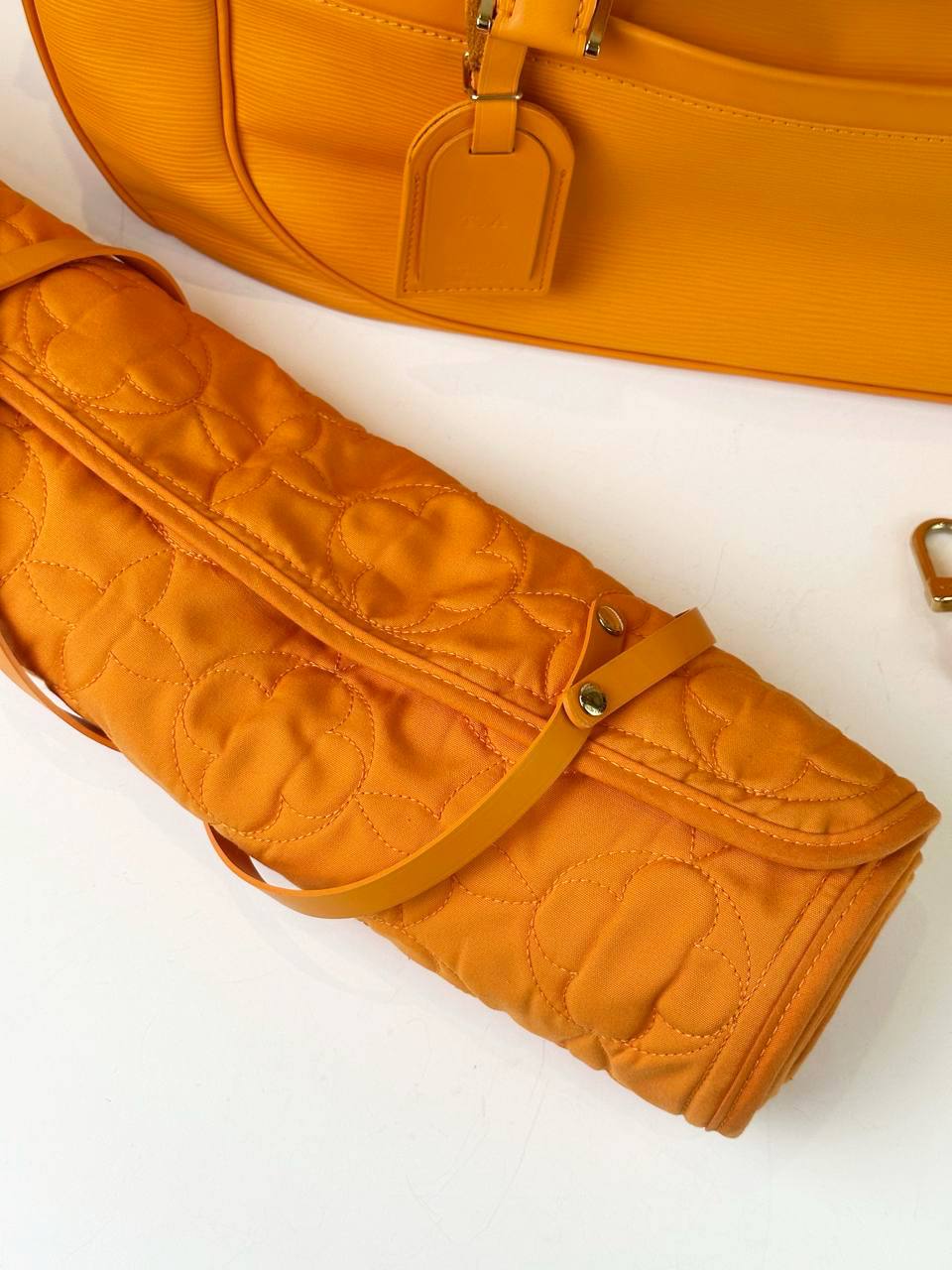 LOUIS VUITTON DHANURA EPI LEATHER ORANGE GM SHOULDER BAG WITH YOGA MAT