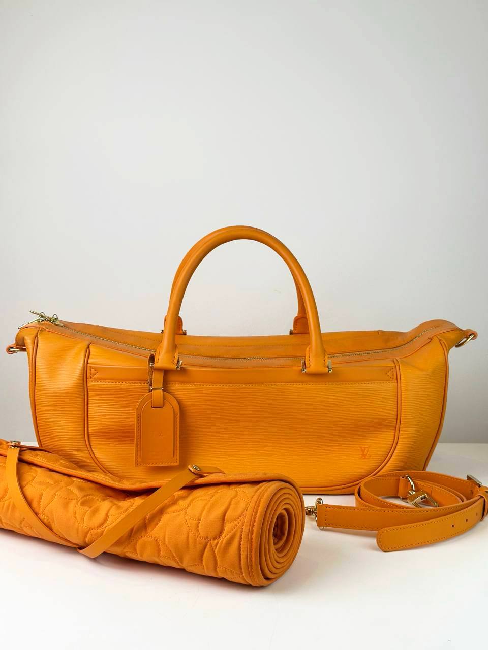 LOUIS VUITTON DHANURA EPI LEATHER ORANGE GM SHOULDER BAG WITH YOGA MAT