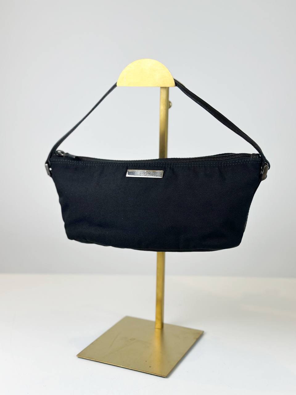 GUCCI BLACK NYLON BOAT POCHETTE BAG