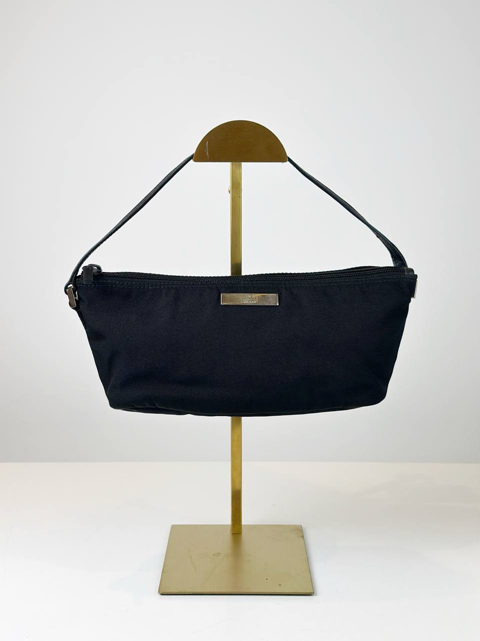 GUCCI BLACK NYLON BOAT POCHETTE BAG
