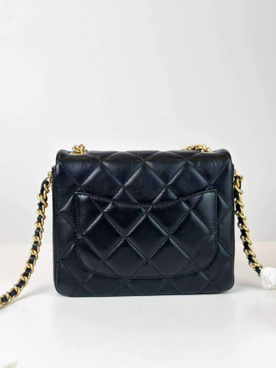 CHANEL QUILTED MINI SIDE NOTE FLAP BLACK CROSSBODY BAG
