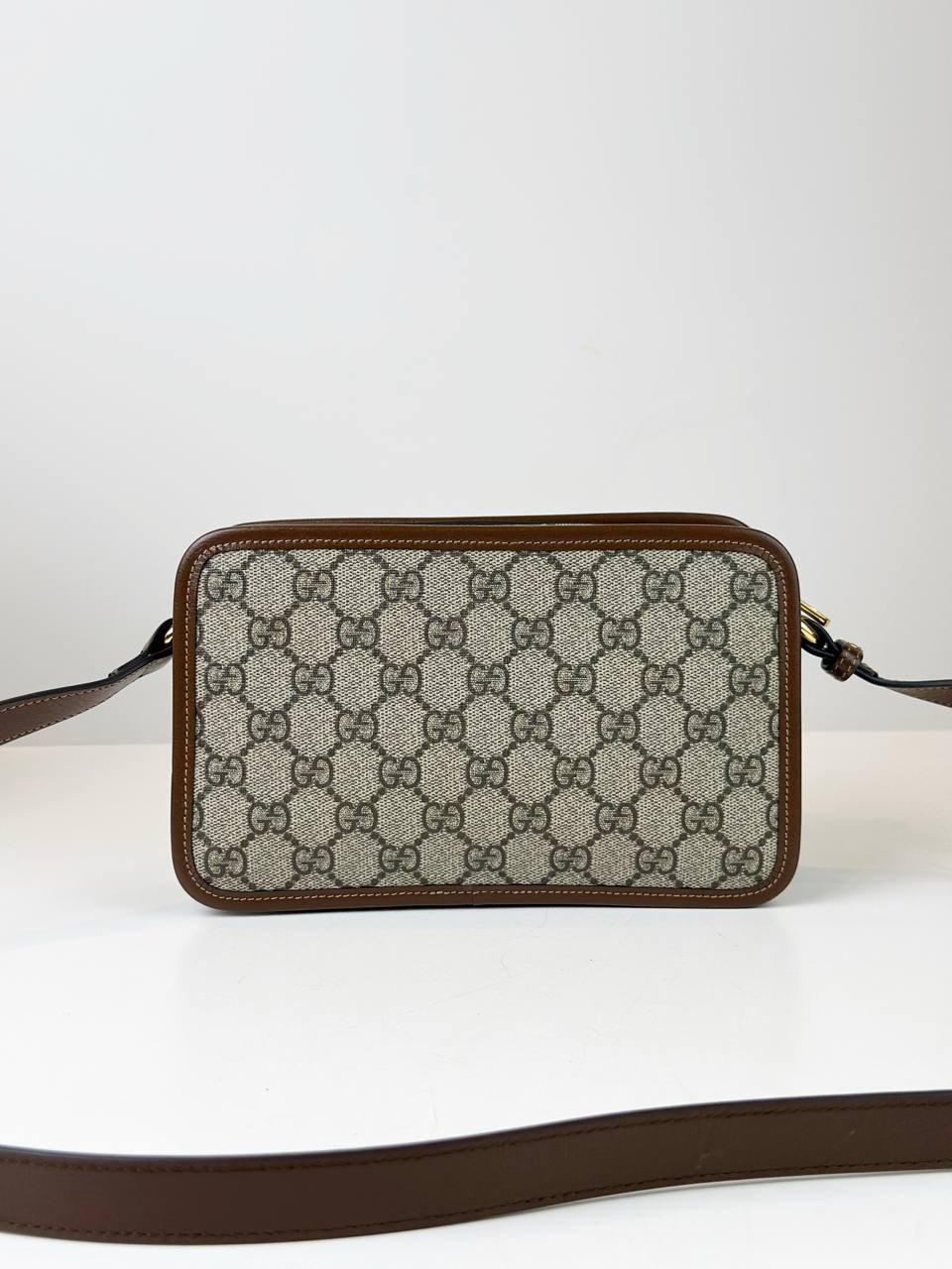GUCCI INTERLOCKING G BROWN BEIGE SHOULDER BAG