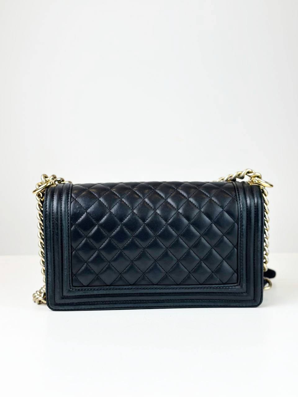 CHANEL LE BOY MEDIUM FLAP BLACK SHOULDER BAG