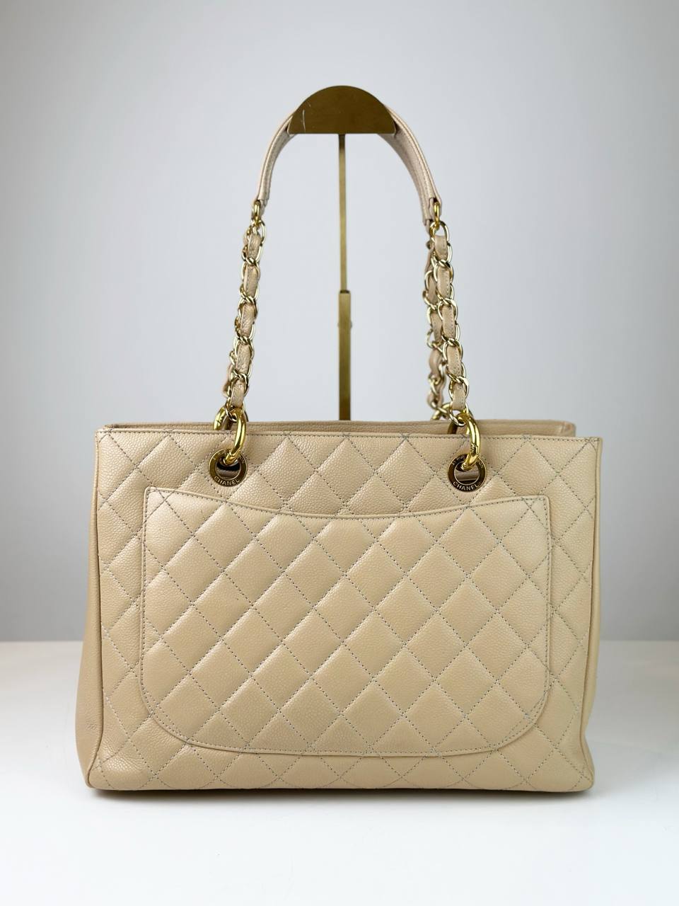 CHANEL GST GRAND SHOPPING BEIGE TOTE BAG GHW