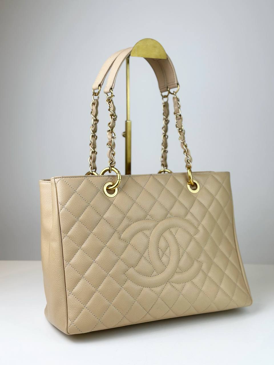 CHANEL GST GRAND SHOPPING BEIGE TOTE BAG GHW