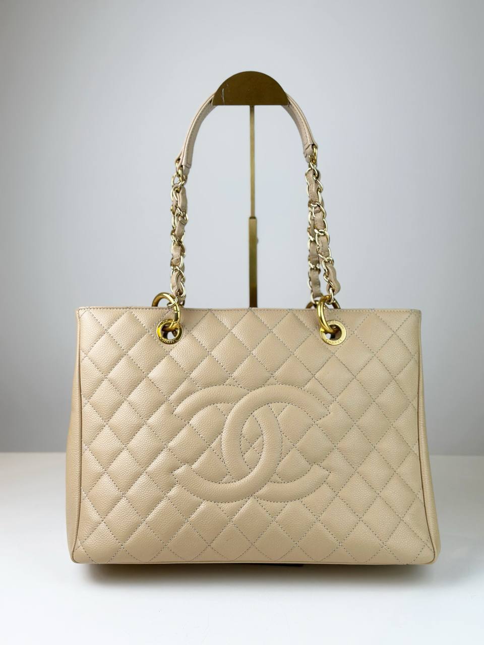 CHANEL GST GRAND SHOPPING BEIGE TOTE BAG GHW