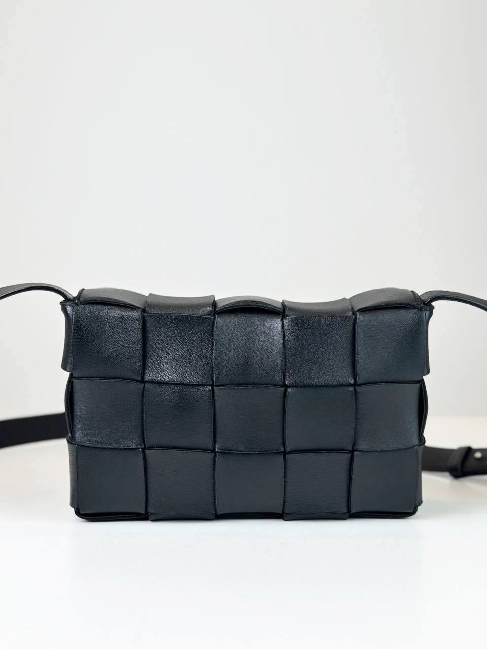 BOTTEGA VENETA CASSETTE INTRECCIATO BLACK CROSSBODY BAG