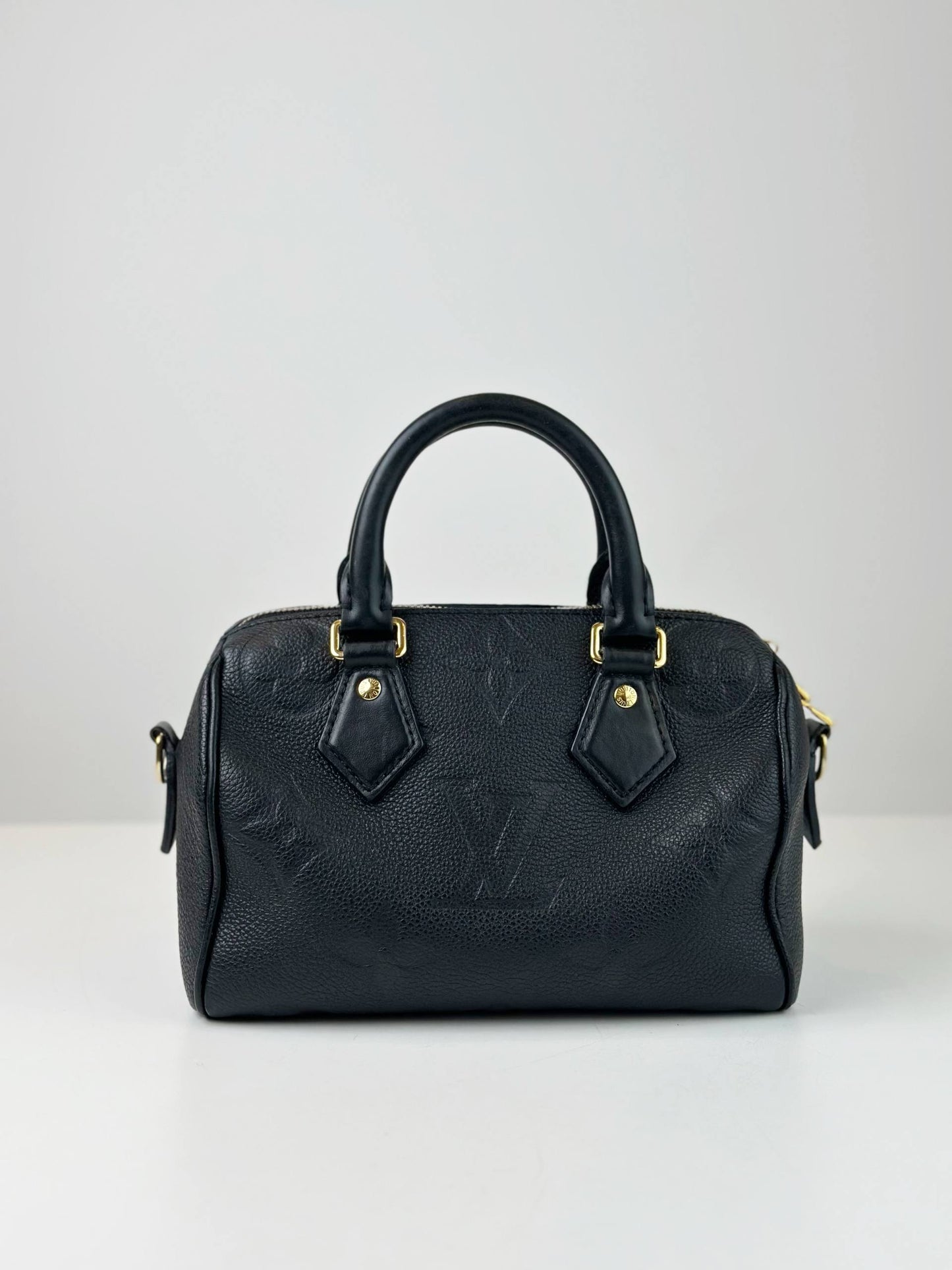 LOUIS VUITTON SPEEDY BANDOULIERE 20 EMPREINTE MONOGRAM TOP HANDLE BAG WITH STRAP