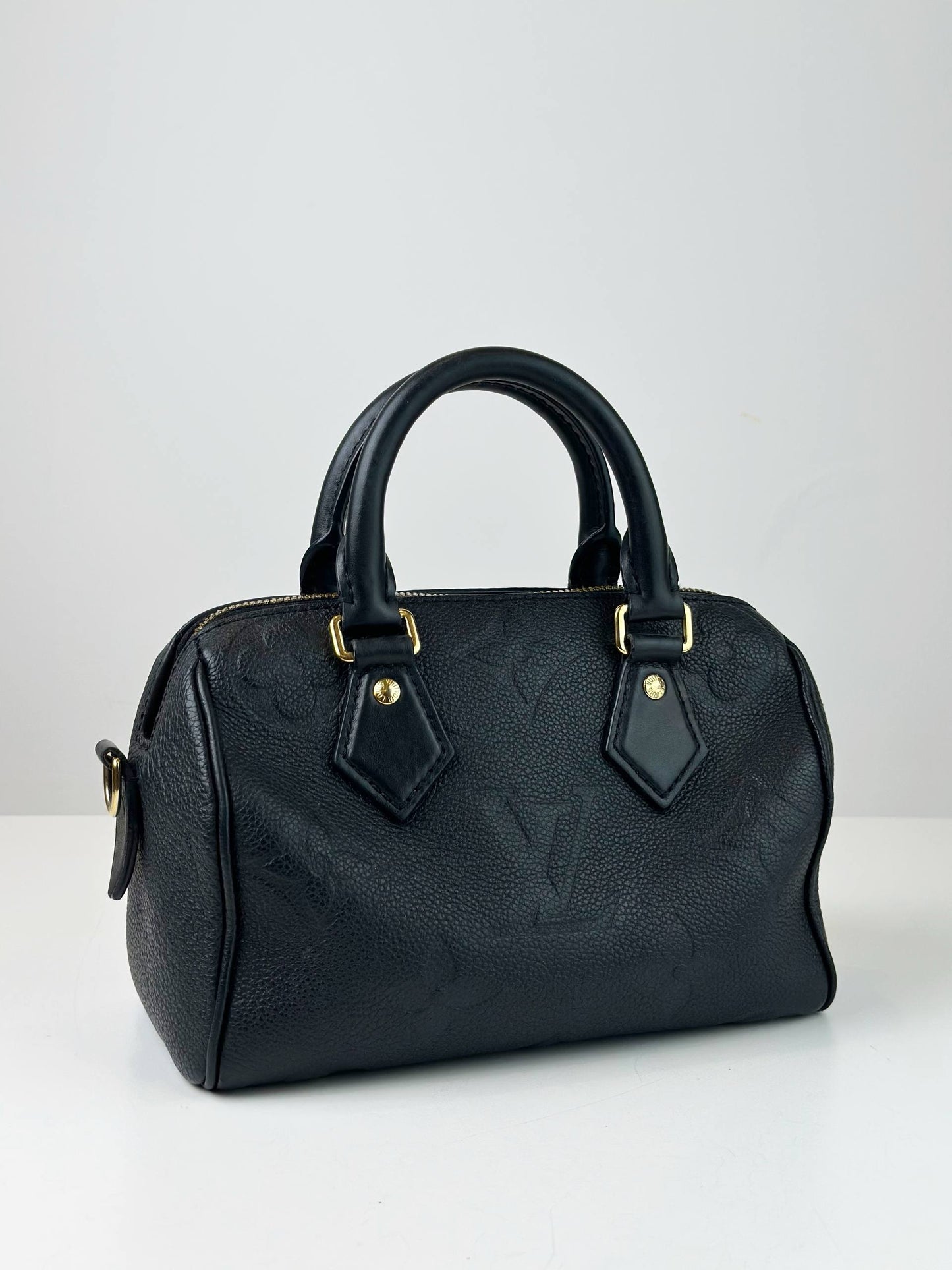 LOUIS VUITTON SPEEDY BANDOULIERE 20 EMPREINTE MONOGRAM TOP HANDLE BAG WITH STRAP