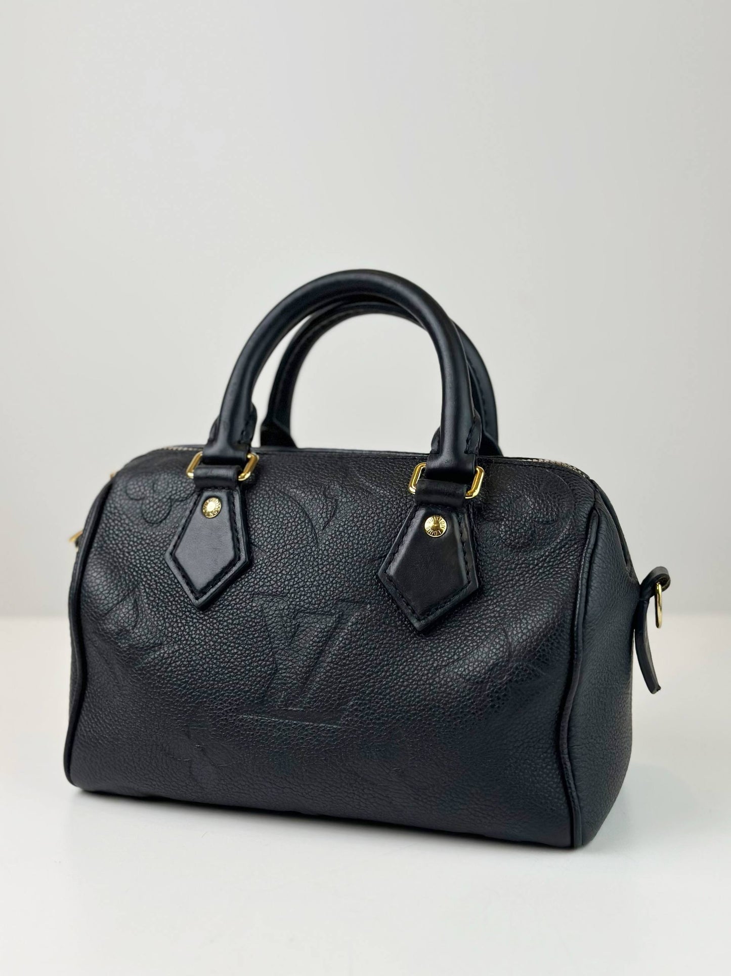 LOUIS VUITTON SPEEDY BANDOULIERE 20 EMPREINTE MONOGRAM TOP HANDLE BAG WITH STRAP