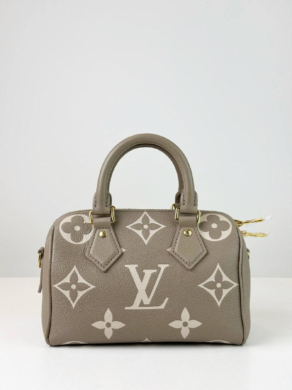 LOUIS VUITTON SPEEDY BANDOULIERE 20 BICOLOR MONOGRAM TOP HANDLE BAG WITH STRAP