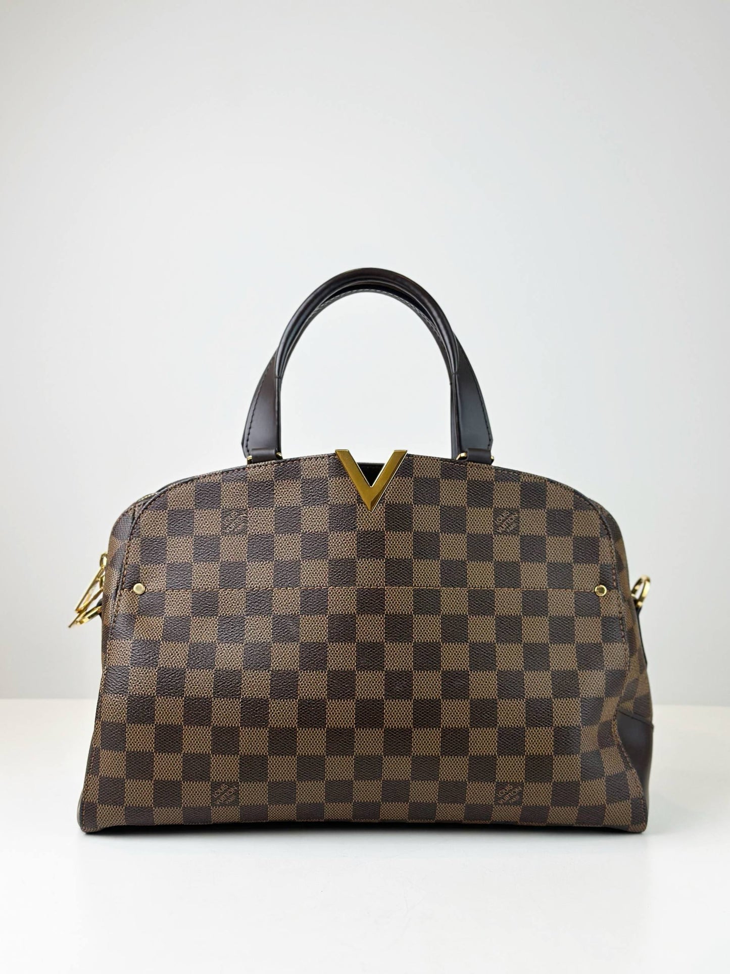 LOUIS VUITTON DAMIER EBENE KENSINGTON BOWLING BAG WITH STRAP