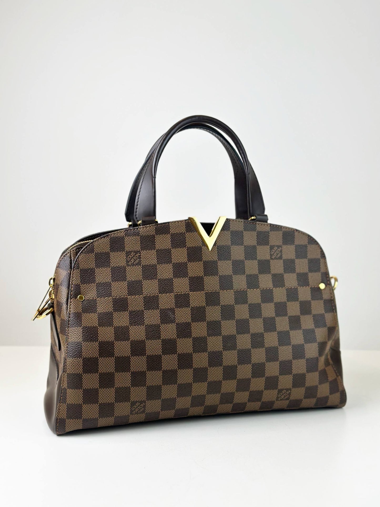 LOUIS VUITTON DAMIER EBENE KENSINGTON BOWLING BAG WITH STRAP