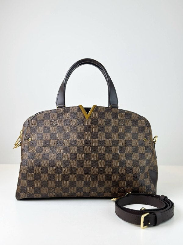 LOUIS VUITTON DAMIER EBENE KENSINGTON BOWLING BAG WITH STRAP