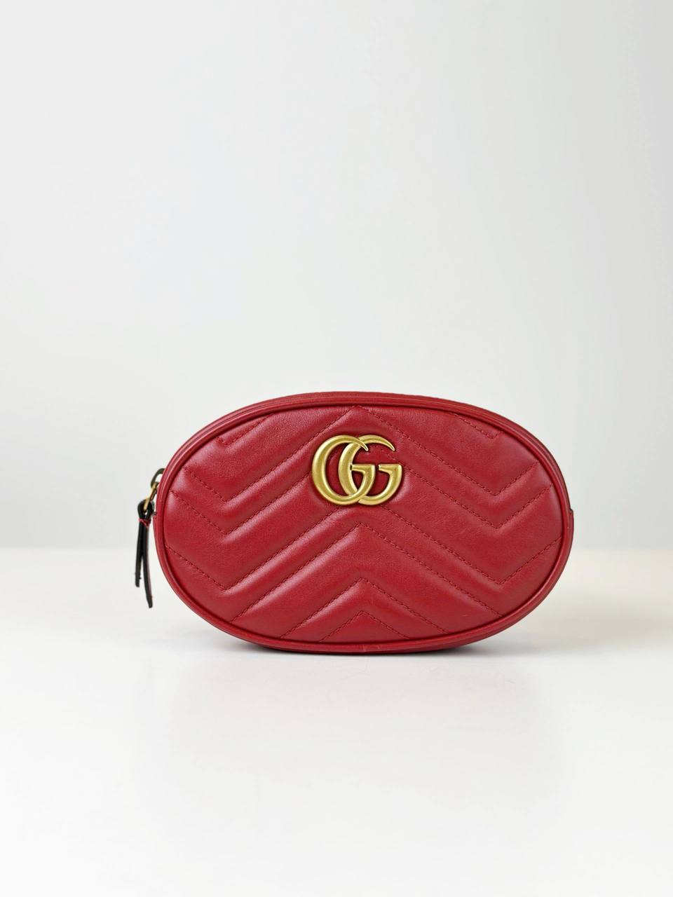 GUCCI GG MARMONT RED MATELASSE LEATHER BELT BAG