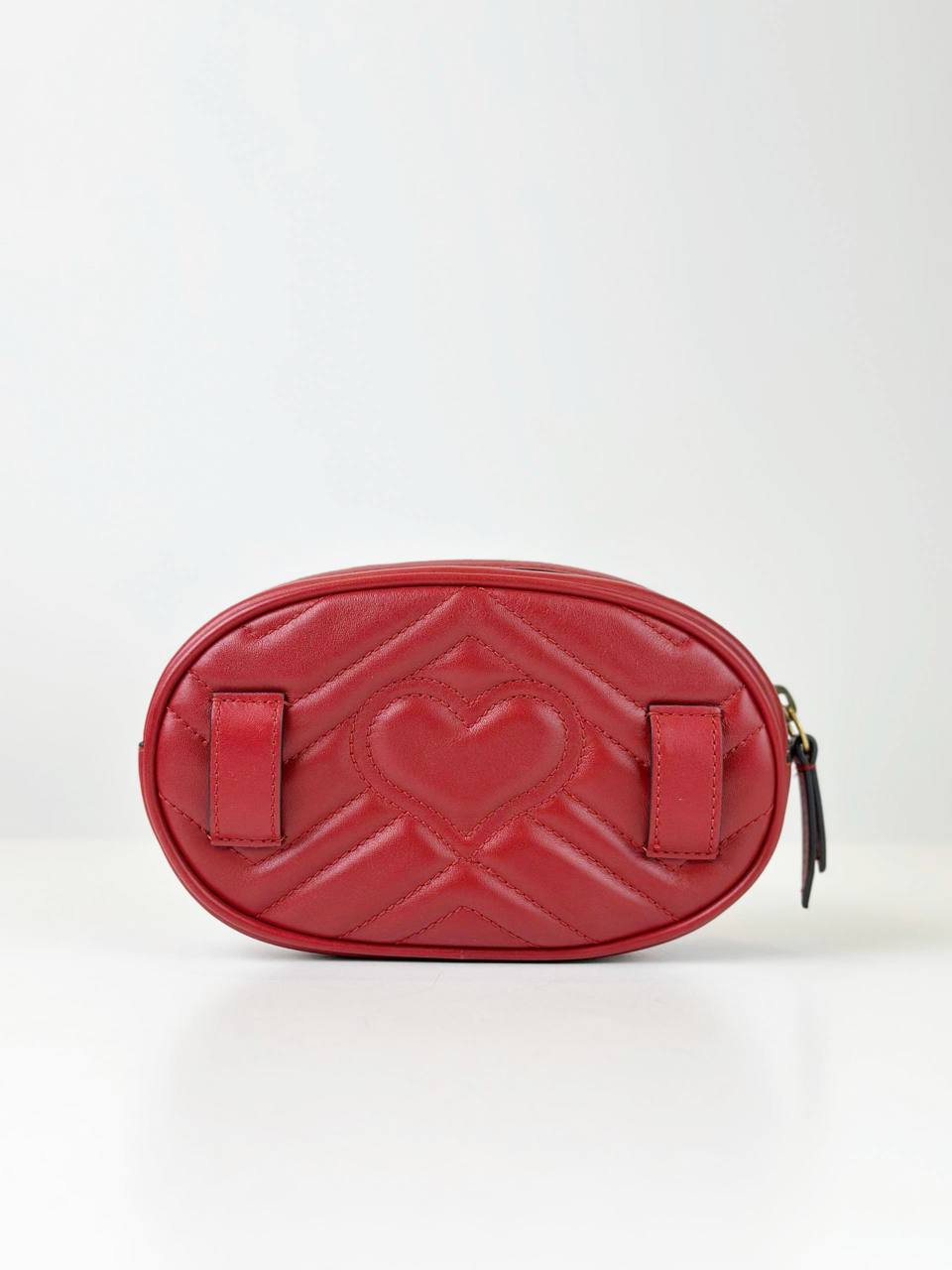 GUCCI GG MARMONT RED MATELASSE LEATHER BELT BAG