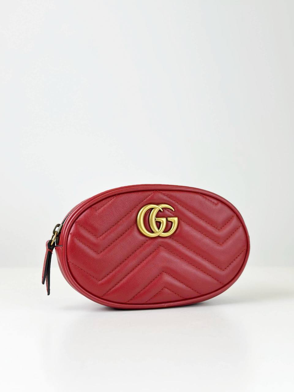 GUCCI GG MARMONT RED MATELASSE LEATHER BELT BAG