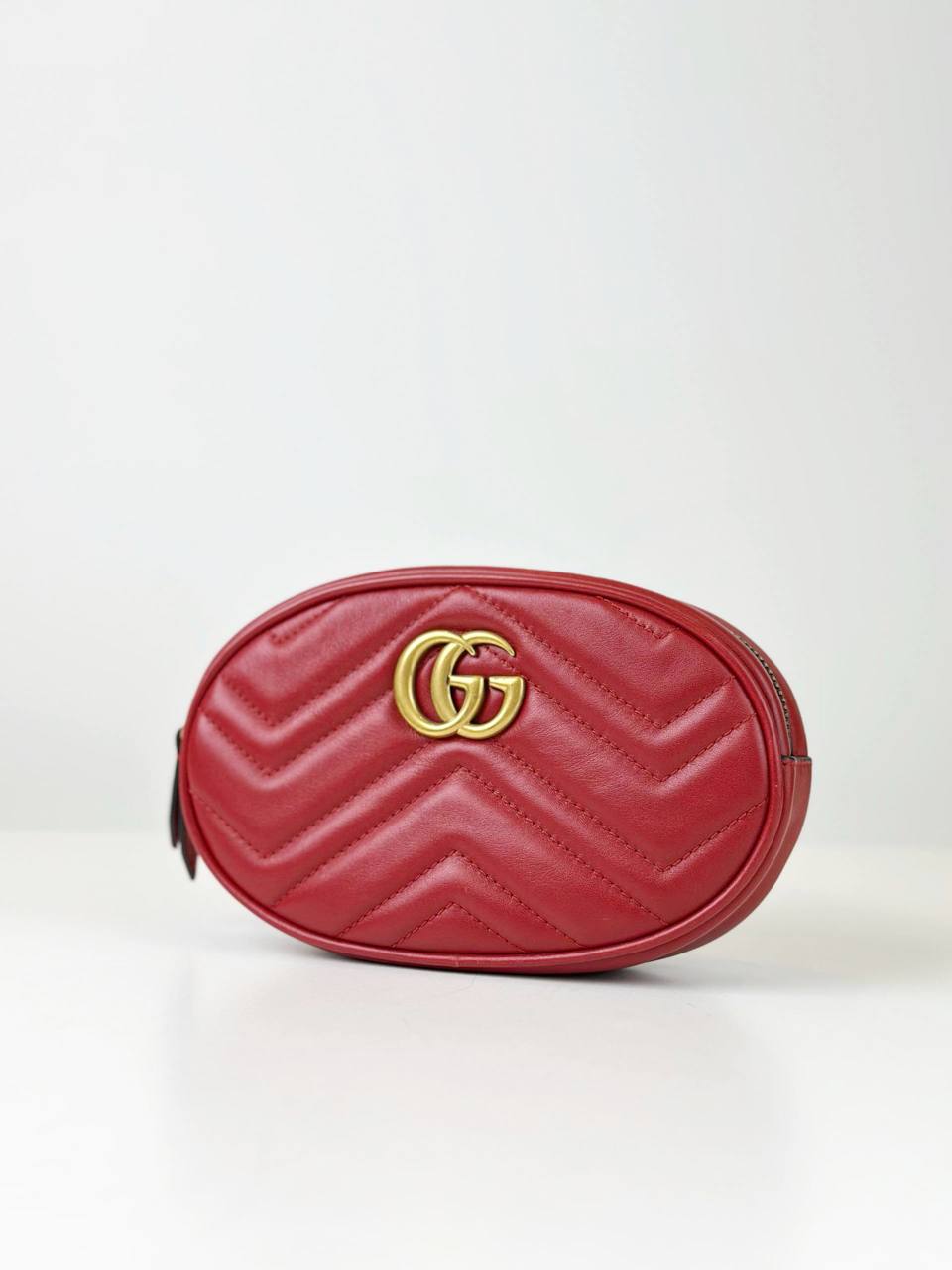 GUCCI GG MARMONT RED MATELASSE LEATHER BELT BAG