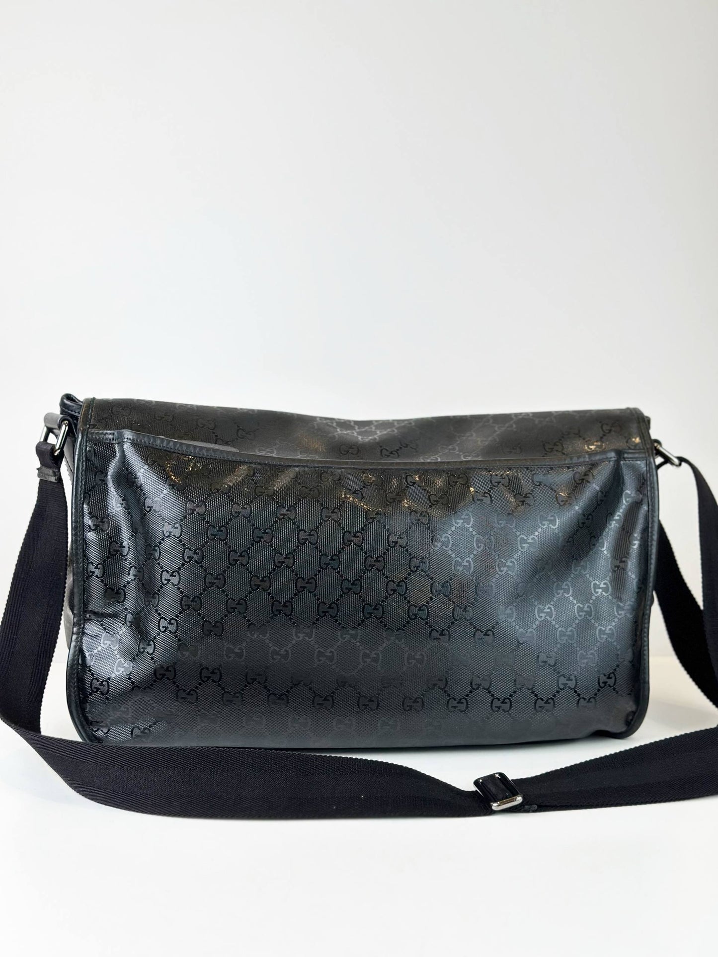 GUCCI BLACK GG IMPRIME MESSENGER BAG
